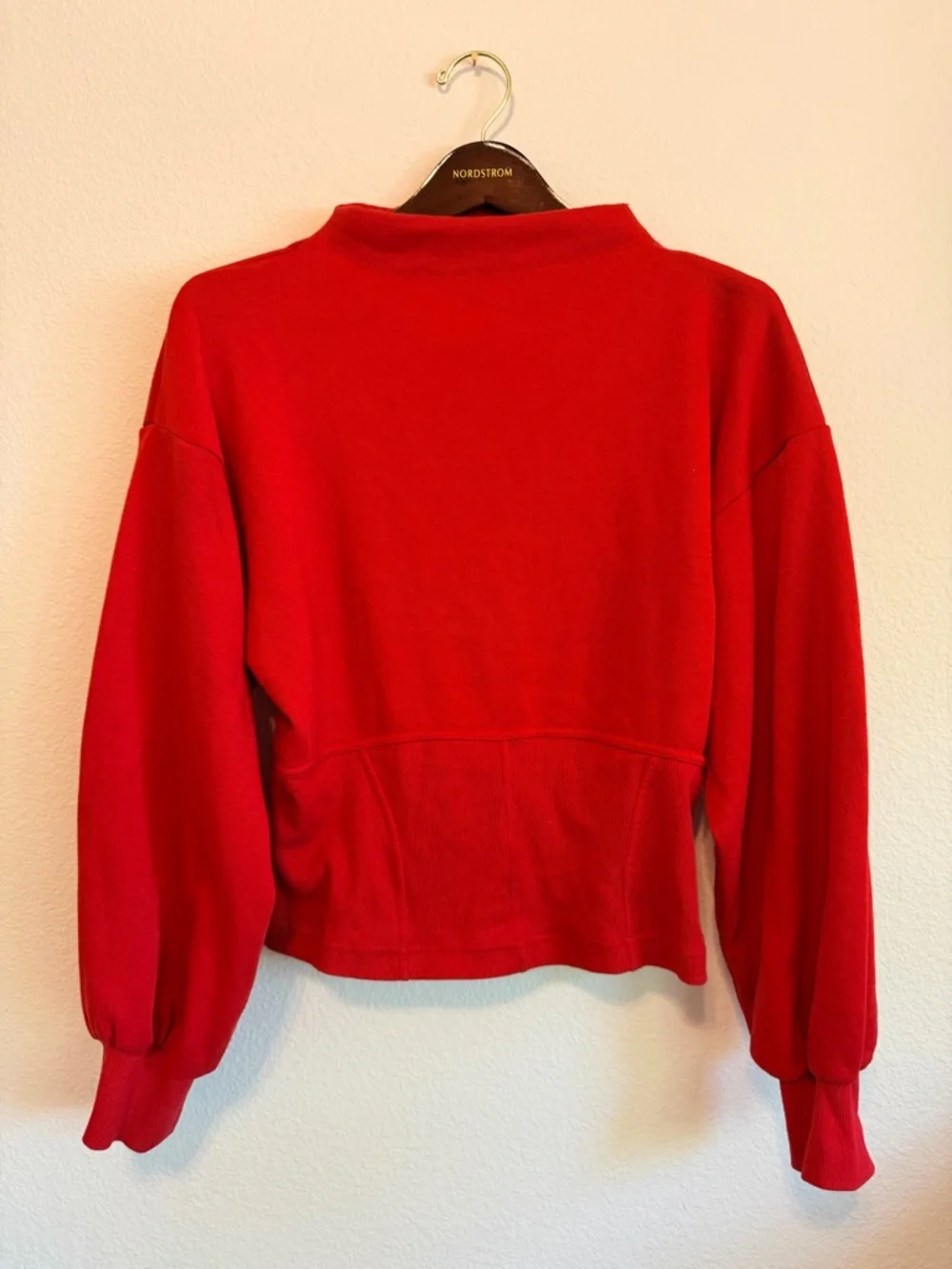 MAEVE by Anthropologie corset-waist style sweatshirt, mockneck, Red, size M - Picture 2 of 11